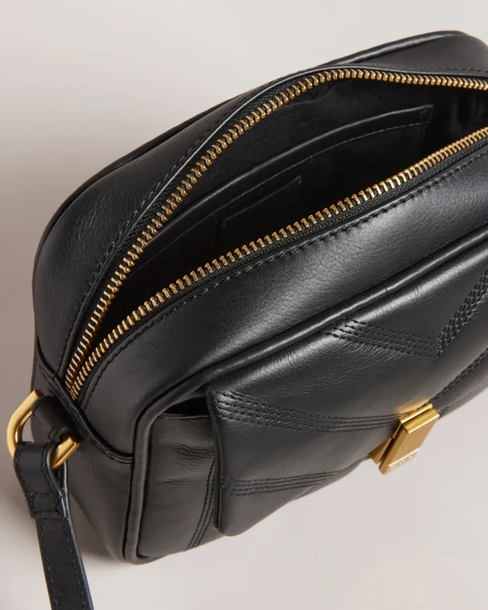 Women AYALILY 8211 Leather Puffer Crossbody Bag Black Ted Baker Crossbody Bags