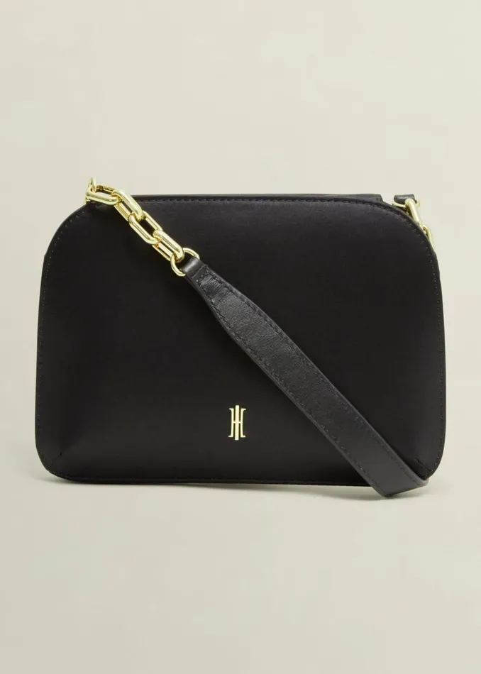 Women Bags Hobbs Milan Satin Clutch Bag Black