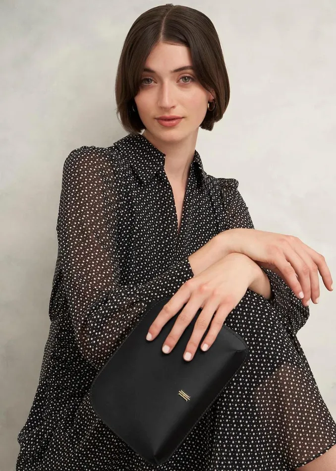 Women Bags Hobbs Milan Satin Clutch Bag Black