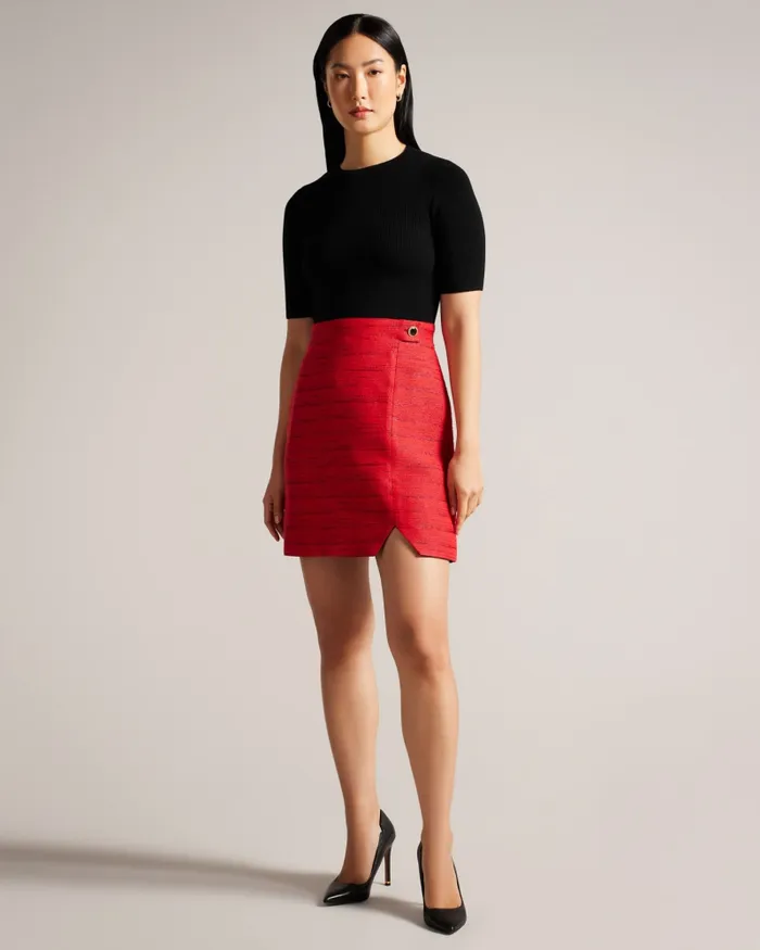 Women BAILEA 8211 Mini Illusion Shift Dress Red Ted Baker Dresses Women BAILEA 8211 Mini Illusion Shift Dress Red Ted Baker Dresses