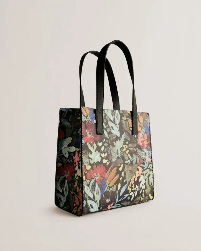 Women BEAICON 8211 Printed Faux Leather Small Icon Bag Black Ted Baker Tote Bags