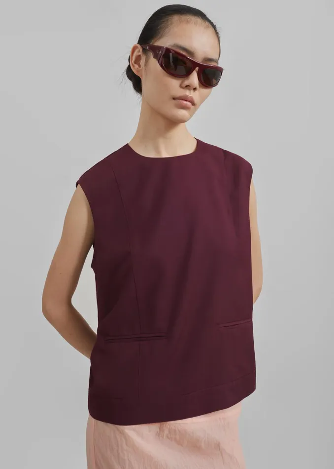 Women Beaune Sleeveless Top 8211 Burgundy The Frankie Shop Tops