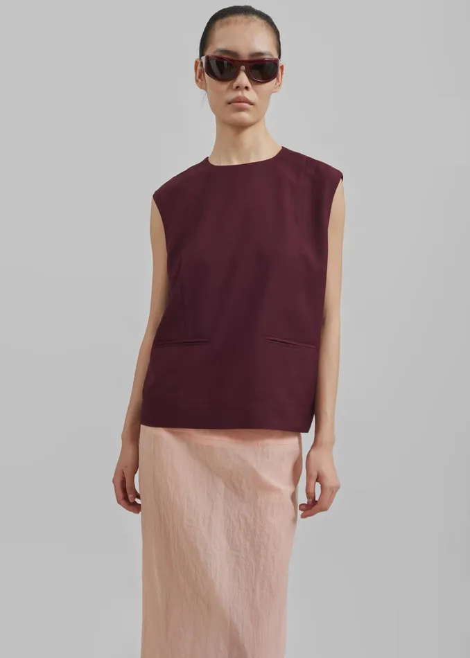 Women Beaune Sleeveless Top 8211 Burgundy The Frankie Shop Tops