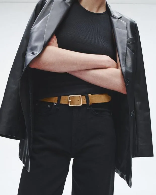 Women Belts Rag and Bone Boyfriend Suede Belt Camel