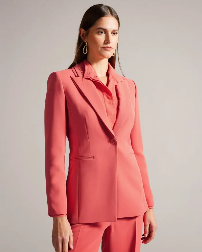 Women BERTAAH 8211 Single Breasted Doubled Collar Blazer Coral Ted Baker Trousers and Shorts Women BERTAAH 8211 Single Breasted Doubled Collar Blazer Coral Ted Baker Trousers and Shorts