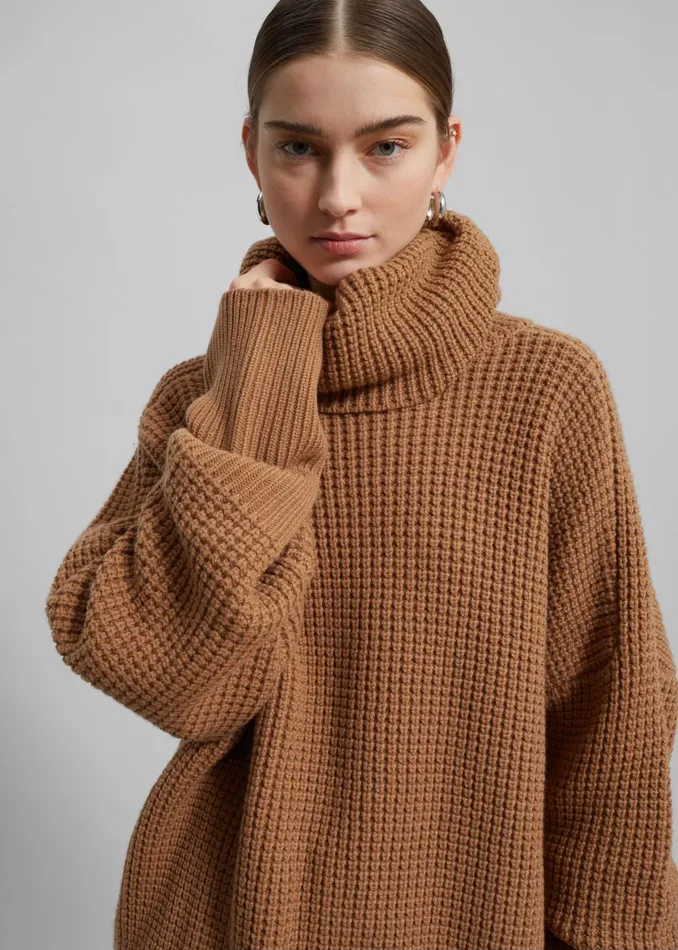 Women Bex Wool Hooded Turtleneck 8211 Camel The Frankie Shop Knitwear