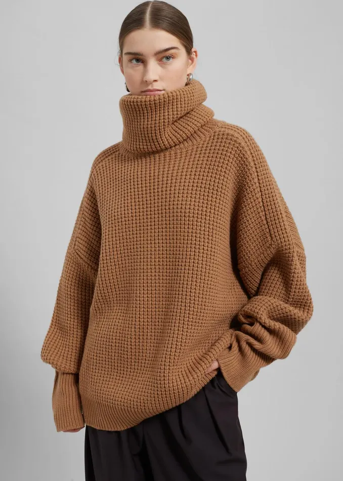 Women Bex Wool Hooded Turtleneck 8211 Camel The Frankie Shop Knitwear
