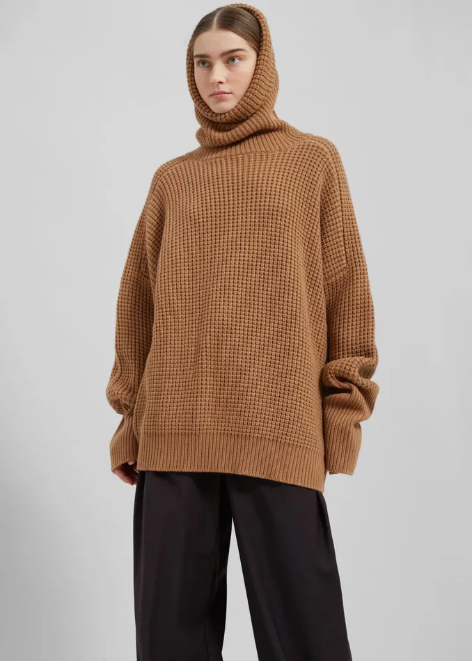 Women Bex Wool Hooded Turtleneck 8211 Camel The Frankie Shop Knitwear