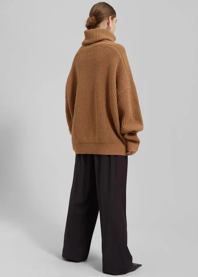 Women Bex Wool Hooded Turtleneck 8211 Camel The Frankie Shop Knitwear
