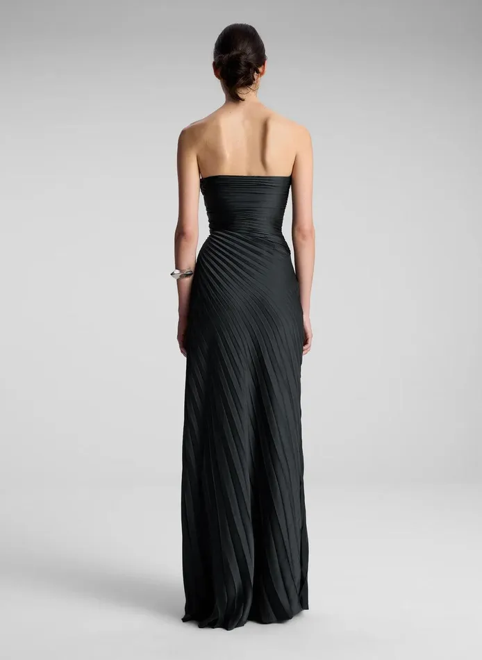 Women Bianca Strapless Pleated Maxi Dress Black ALC Dresses