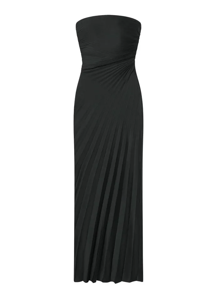 Women Bianca Strapless Pleated Maxi Dress Black ALC Dresses