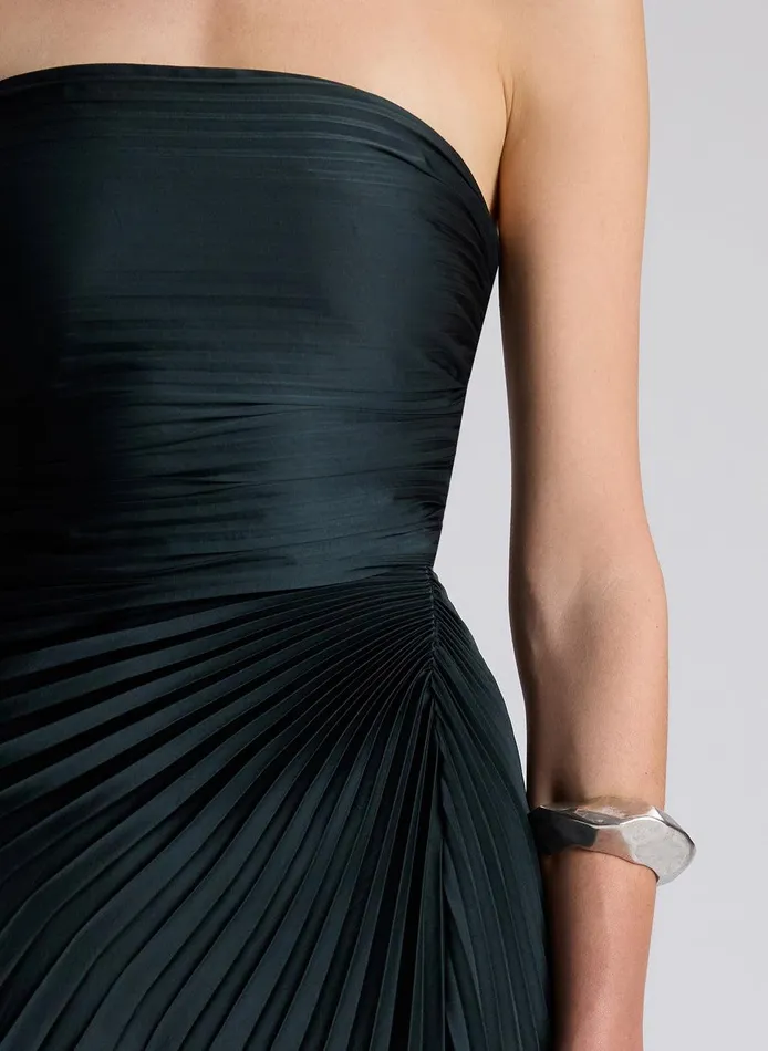 Women Bianca Strapless Pleated Maxi Dress Forest ALC Dresses