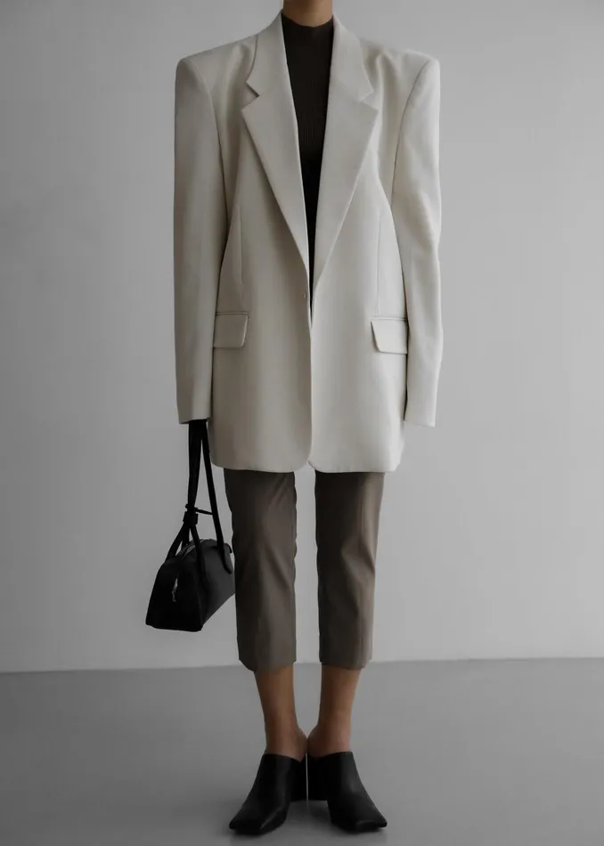 Women Billie Oversized Blazer 8211 Cream The Frankie Shop Outerwear
