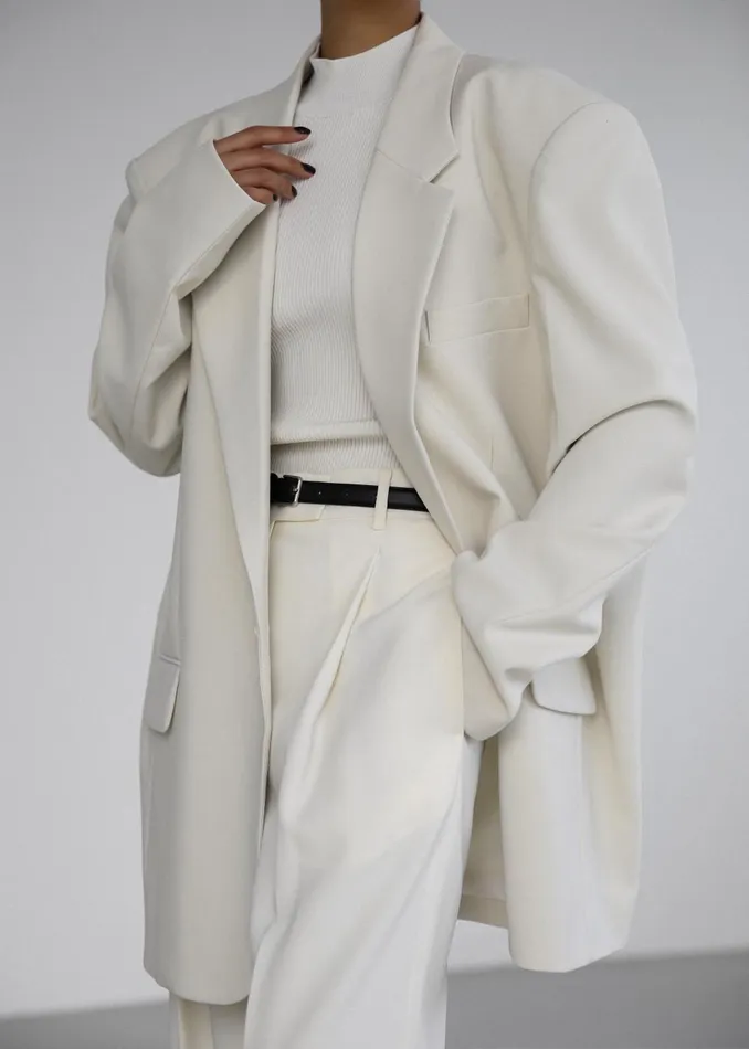 Women Billie Oversized Blazer 8211 Cream The Frankie Shop Outerwear