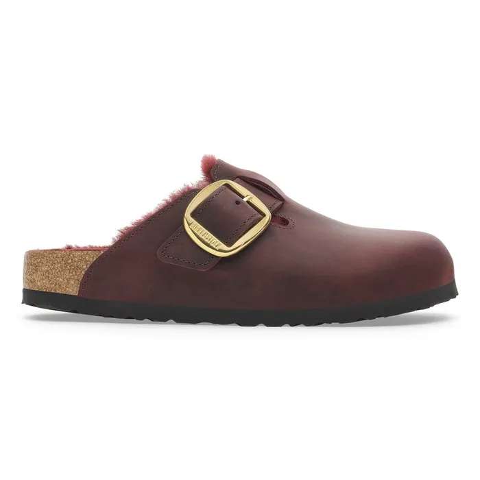 Women Birkenstock Clogs Boston Big Buckle Shearling Zinfandel