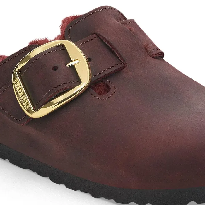 Women Birkenstock Clogs Boston Big Buckle Shearling Zinfandel