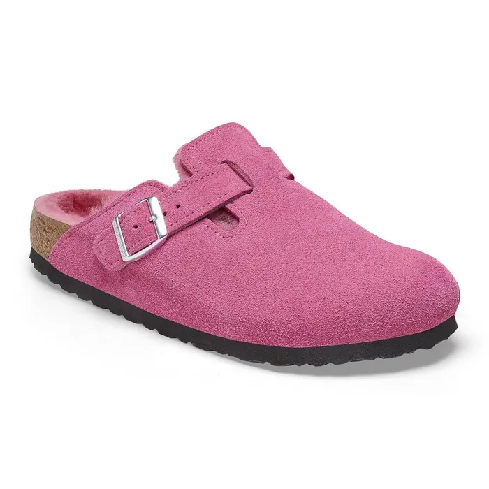 Women Birkenstock Clogs Boston Shearling Fuchsia Tulip