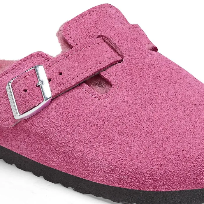 Women Birkenstock Clogs Boston Shearling Fuchsia Tulip