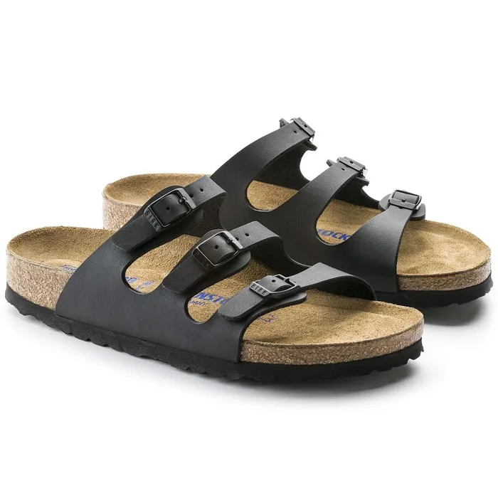 Women Birkenstock MultiStrap Florida Soft Footbed Black