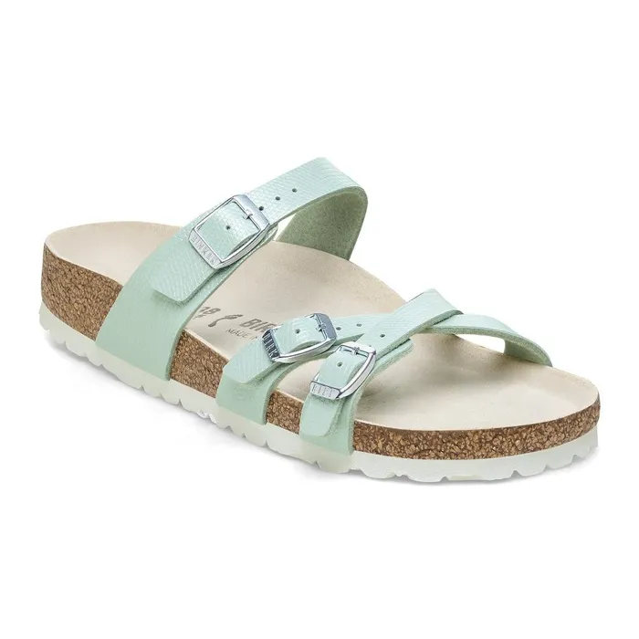 Women Birkenstock MultiStrap Franca Shiny Surf Green