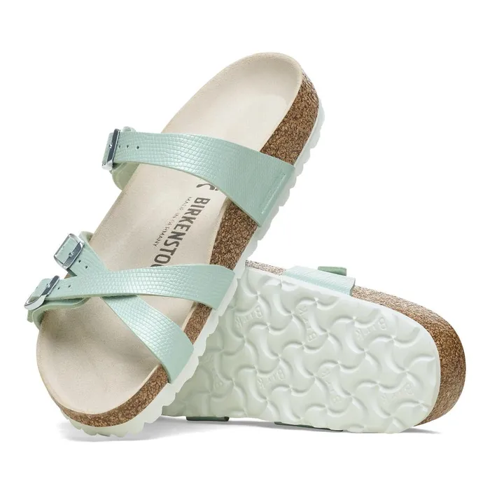 Women Birkenstock MultiStrap Franca Shiny Surf Green