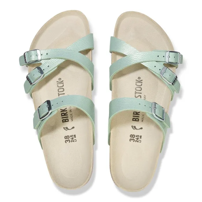 Women Birkenstock MultiStrap Franca Shiny Surf Green