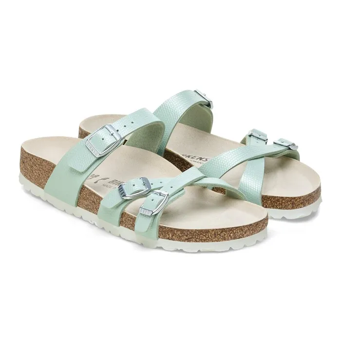 Women Birkenstock MultiStrap Franca Shiny Surf Green
