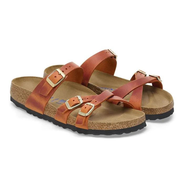 Women Birkenstock MultiStrap Franca Soft Footbed Burnt Orange