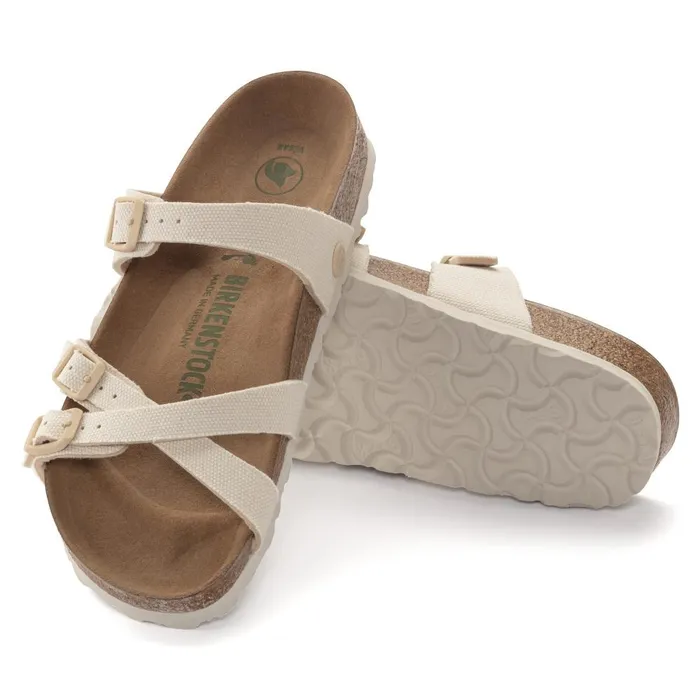 Women Birkenstock MultiStrap Franca Vegan Canvas Eggshell