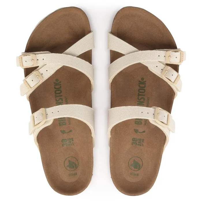 Women Birkenstock MultiStrap Franca Vegan Canvas Eggshell