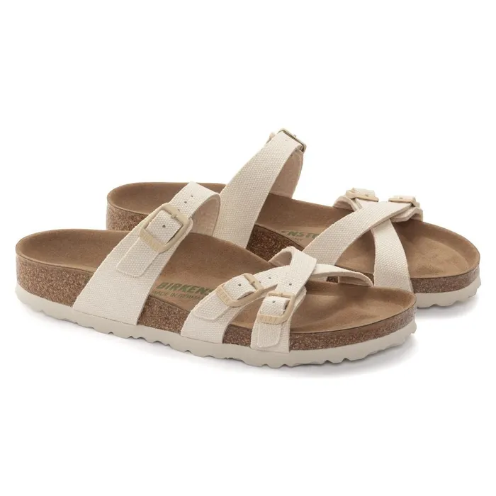 Women Birkenstock MultiStrap Franca Vegan Canvas Eggshell
