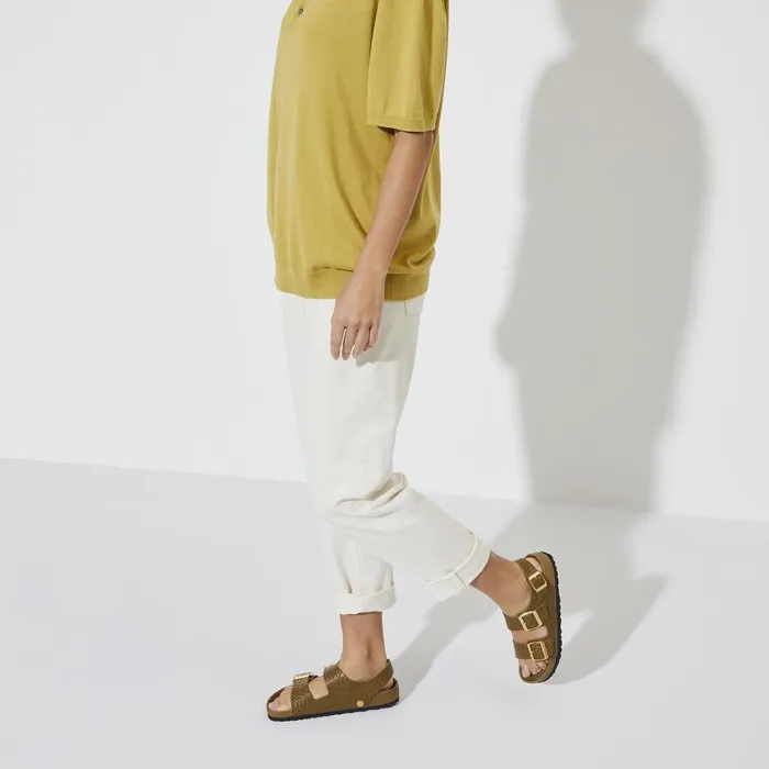 Women Birkenstock MultiStrap Milano Emboss Mud Green