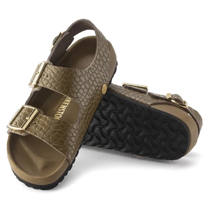Women Birkenstock MultiStrap Milano Emboss Mud Green