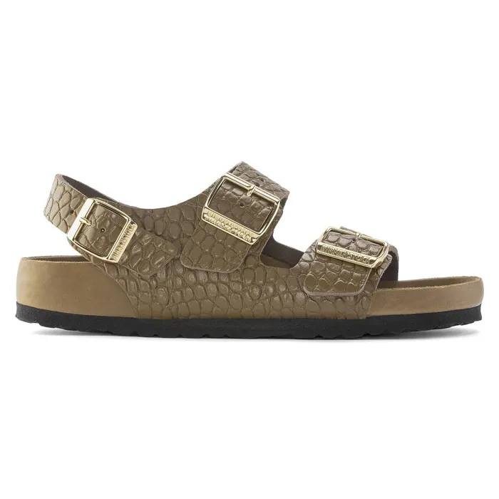 Women Birkenstock MultiStrap Milano Emboss Mud Green