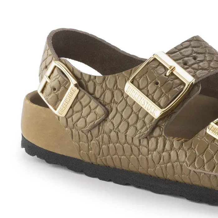 Women Birkenstock MultiStrap Milano Emboss Mud Green