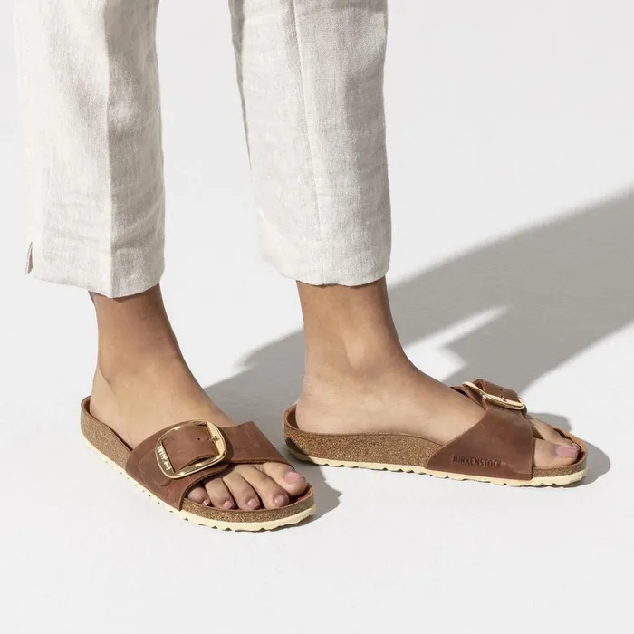 Women Birkenstock OneStrap Madrid Big Buckle Cognac