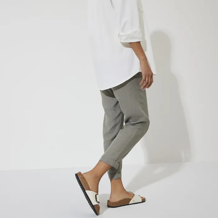Women Birkenstock OneStrap Madrid Vegan Big Buckle Eggshell