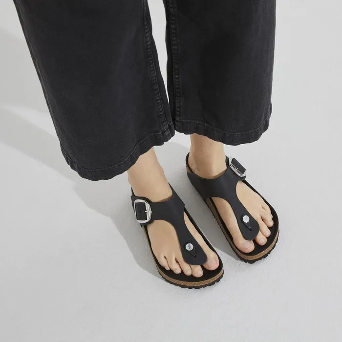 Women Birkenstock Thong Gizeh Big Buckle Black