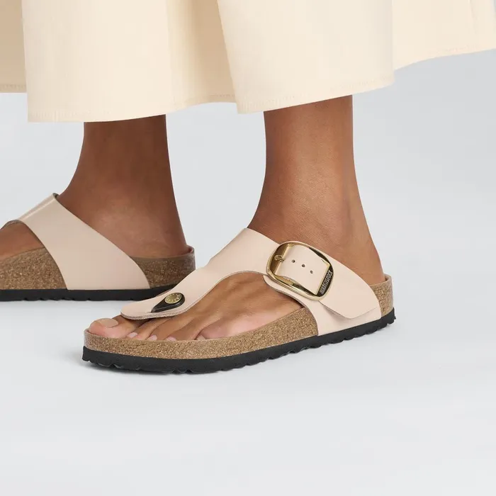Women Birkenstock Thong Gizeh Big Buckle High Shine New Beige