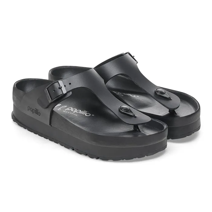 Women Birkenstock Thong Gizeh Flex Platform Black