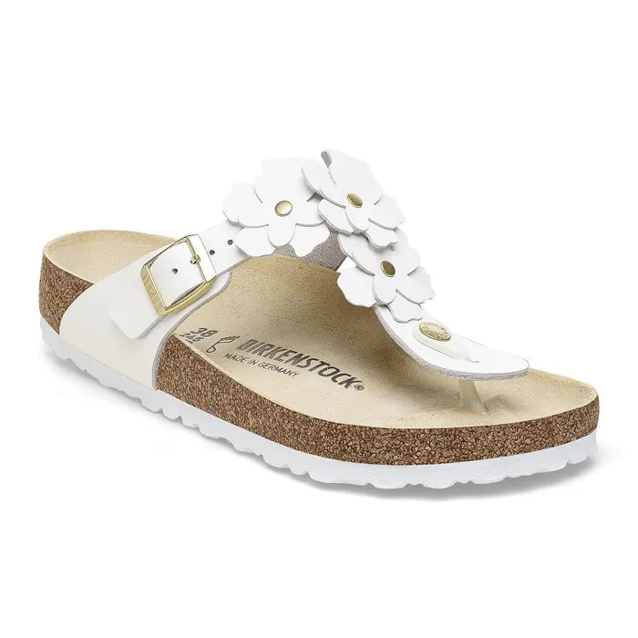 Women Birkenstock Thong Gizeh Flower White
