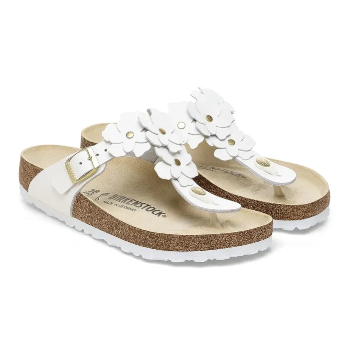 Women Birkenstock Thong Gizeh Flower White