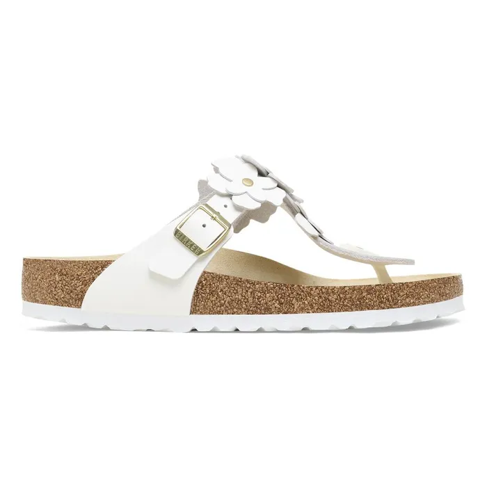 Women Birkenstock Thong Gizeh Flower White
