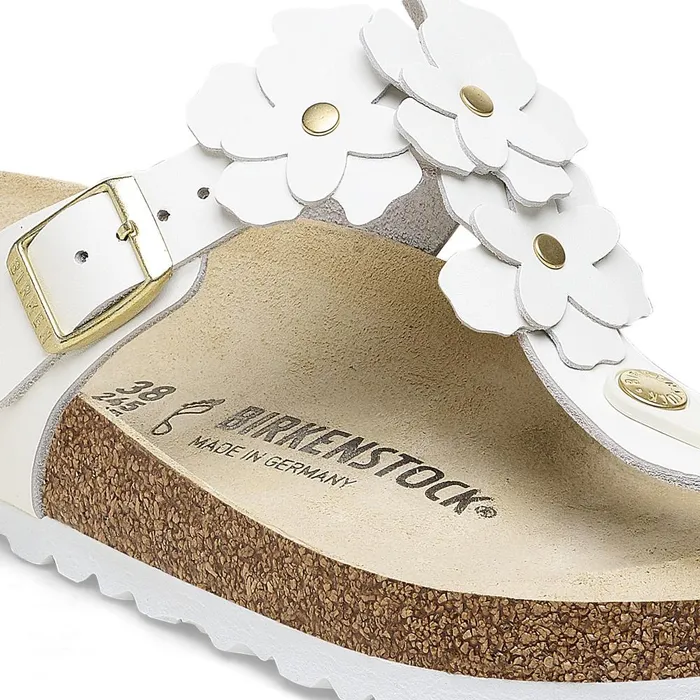Women Birkenstock Thong Gizeh Flower White