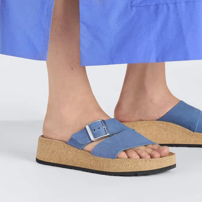 Women Birkenstock TwoStrap Almina Elemental Blue