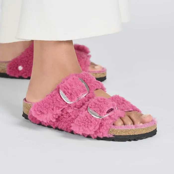 Women Birkenstock TwoStrap Arizona Big Buckle Fuchsia Tulip