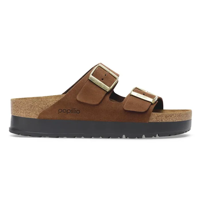 Women Birkenstock TwoStrap Arizona Flex Platform Dark Tea