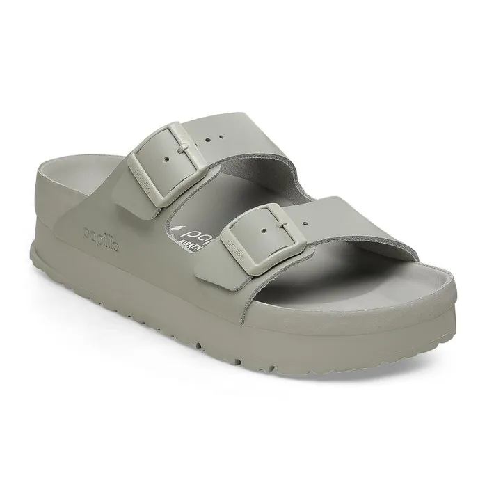 Women Birkenstock TwoStrap Arizona Flex Platform Mineral Gray