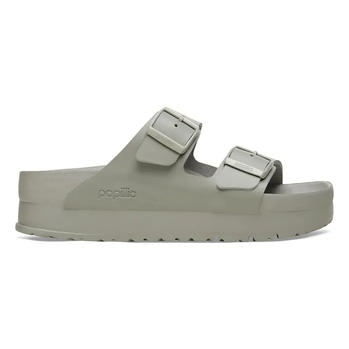 Women Birkenstock TwoStrap Arizona Flex Platform Mineral Gray