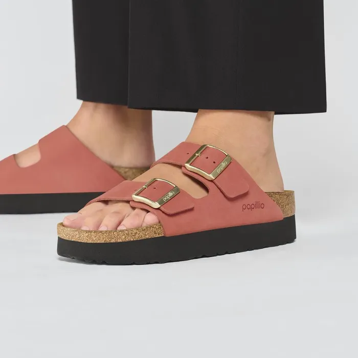 Women Birkenstock TwoStrap Arizona Platform Mars Red